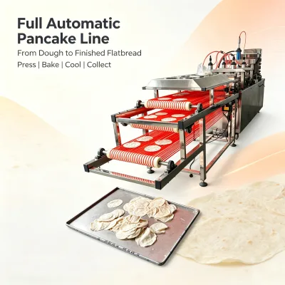 Large Capacity Pancake Forming Baking Machine Roti Maker Machine With Multi Layer Conveyor