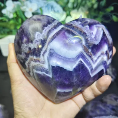 Big Wholesale Natural High Quality Chakra Dream Amethyst Crystal Heart Stone for Healing