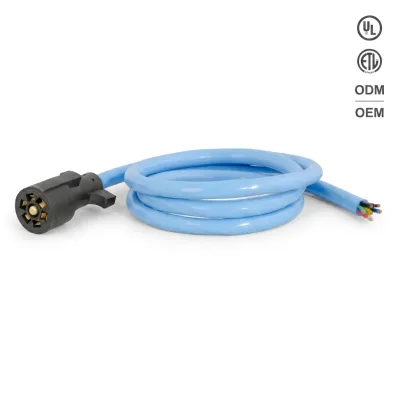 Heavy Duty 7 Pin Copper Blade Trailer Plug, 7 Feet Blunt-Cut Wiring Harness, -40F to 221F Temp Rating for RV & Trailer