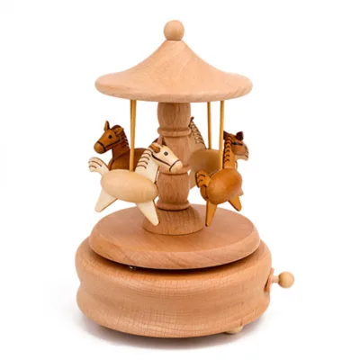 Wooden Music Box Girls Carousel Music Box Boutique Gift Sky City Music Box