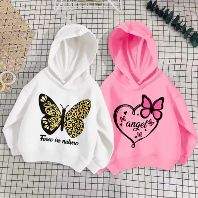 New Fall/Winter Hooded Sweatshirt Girls Korean-Style Lightweight Soft Cozy Animal Cartoon Print Loose-Fitting Long-Sleeve Jacket