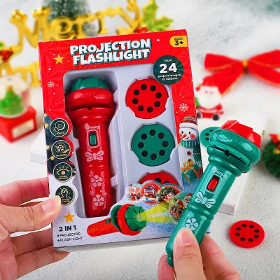 Christmas Gift Children's Unisex ABS Flashlight Projector Christmas Themed Projection Flashlight for 2-14 Years