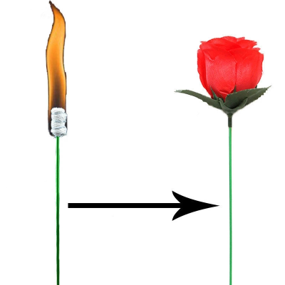 Magic Trick Flame Fire Change to Rose Torch to Flower Stage Magic Valentine's Gift Magic Trick Props Surprise Toy