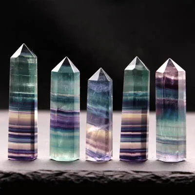 Wholesale  Natural Rock Quartz Rainbow Fluorite Crystal Points Healing Wands Fluorite Tower