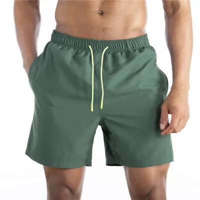Customized Logo 14 Colors Solid Plain Blue Mens Swim Trunks Quick Dry Outdoor Slim Beach Shorts Boardshorts Swimwear Men