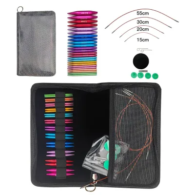 New Crochet Bags Colored Aluminum Oxide Detachable and Replaceable Rope-Shaped Circular Needle Sets Complete Crochet Sets
