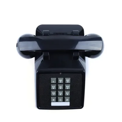 Black Corded Landline Telephone Square Push Button Desk Phone for Hotel Office Home