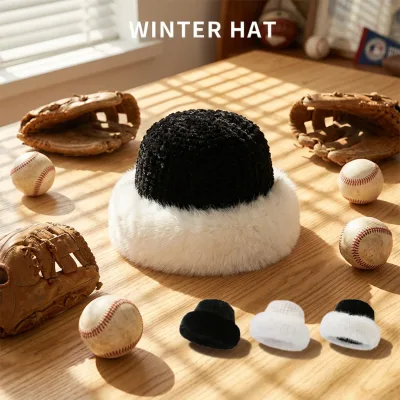 Autumn/Winter Womens Jacquard Solid Pattern High Quality Plush Thickened Cold Weather Fashionable Face-Slimming Beanies Hat