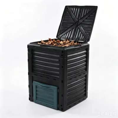 Large Square PP Plastic Garden Compost Bin Black Outdoor 300L Lightweight Easy Assembling 80 Gallon