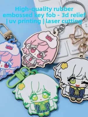 Custom Wooden Pendants Keychains UV Printing Relief-carved Customizable Any Pattern Anime Celebrity Guzi-style Promotion Gift
