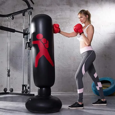 Kicking MMA Boxing Column Inflatable Punching Boxing Bag With Stand for Adults & Kids