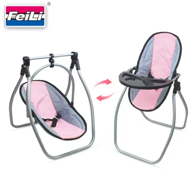 Dollri Starri Customized 2 in 1 Doll High Chair and Swing Toy Set With Doll Carrier for Dolls to 18'' Pretend Play Set