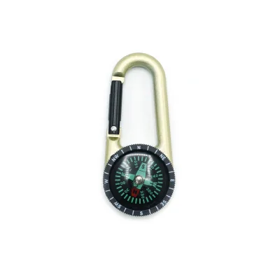 Metal Buckle Carabiner Compass Small Keychain Belt Clips Keychain Pocket Survey Compass for Kids Adventure Camping Backpacking