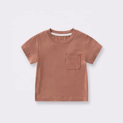 2023 Summer Cotton Blank Toddler Clothes Custom Plain Baby Shirt Bamboo Plain Baby Tee for Infant