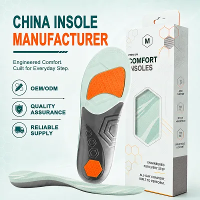 China Manufacturer Trimmed Orthotic PU Flat Foot Insoles Comfortable Arch Support Anti-Collapse Feature Full Pad Shoe Insoles