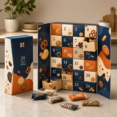 Snack Sampler Calendar Blind Box With Wrapped Treats Folding Doors And Snack Gift Artwork Display