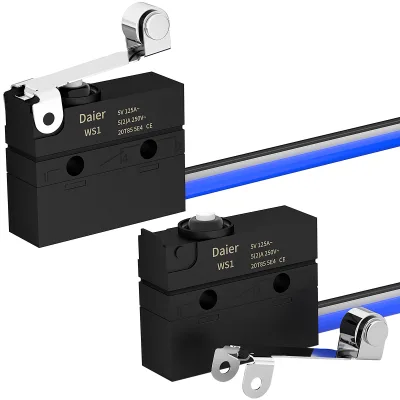 3Pin Microswitch IP67 Waterproof Micro Switch SPDT on OFF Micro Switch With Roller Lever and 300MM Wire