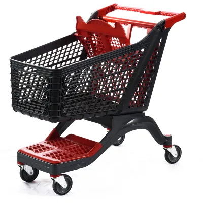 Plastic Automatic Wheel 150L Folding Hand Push Supermarket Shopping Trolleys Grocery Shopping Cart