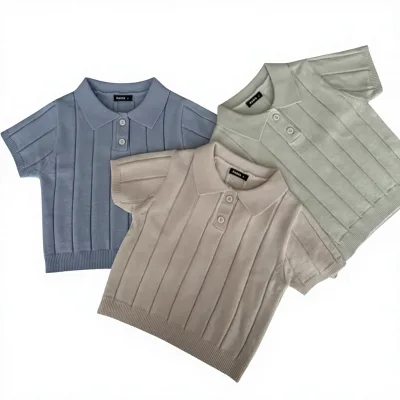 INS Korean-style 2026 Spring/Summer Infant Baby Polyester Knitted Unisex Sweater Thin Summer Top Lapel Children's Pullover
