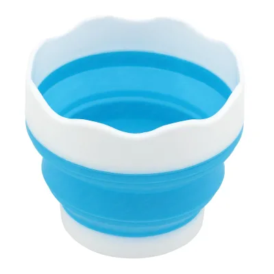 SINOART 200ml Portable Foldable Travel Soft Blue White Folding Silicone Collapsible Watercup
