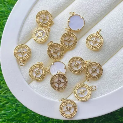 round  compass shape charms pendant jewelry findings for necklace making