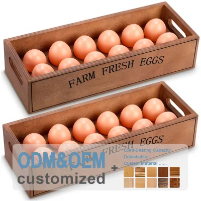 Square-Wooden-Crate Dark Storage Pallets Wooden Egg Crate With Handle for Easter Supermarket Farm
