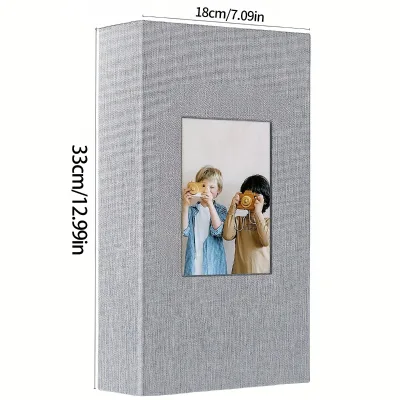 Caiul High Quality Linen Cover 6-Inch 4x6 Photo Album 200 Insert Sleeves Durable Glossy Window Wedding Family Vacation Birthday