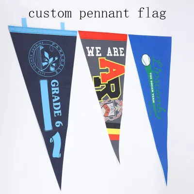 Wholesale Custom Felt Triangle Pennant Flag Sport Personalized Sign Advertising Small Hand String Banner Carded Pennants