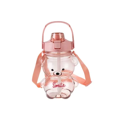 Large Capacity Cute Bear Portable Water Bottle High-Value Summer Children's Jug Creative Plastic Straw Cup Other Product