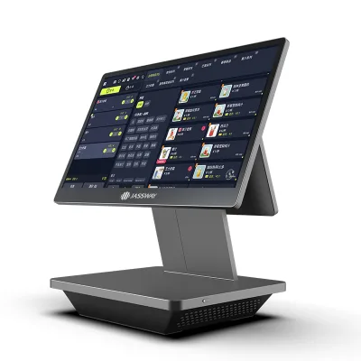 JASSWAY New POS 15.6 Inch Window / Android Aluminium Alloy Shell Touch All in One Fanless Pos Systems for Store and Coffee Shop