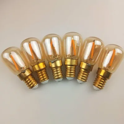 ST26 LED Bulb Amber Glass Tubular Filament Night Bulb 1W 2W E12 E14 Base Mini LED Decorative Bulbs for Refrigerator