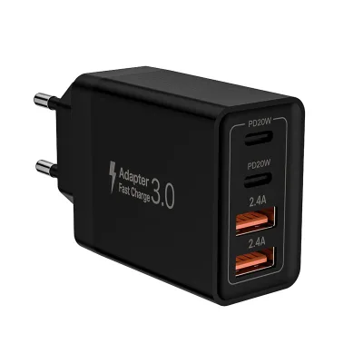 High Quality 20W Fast PD Charger 2 Type-C 2 USB Ports Adapter OCP Protection QC2.0 QC3.0 Functions GAN JP Factory Direct