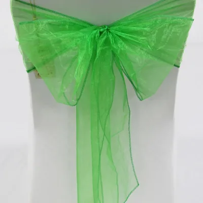 Colorful High Quality Organza Fabric Chair Sash Free Tied Chair Cover Decoration Sashes Bow Tie