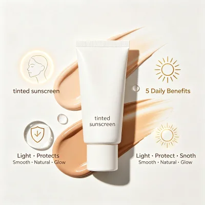 Tinted Sunscreen, Lightweight Daily Sunscreen with Natural Finish for Smooth Skin Protection