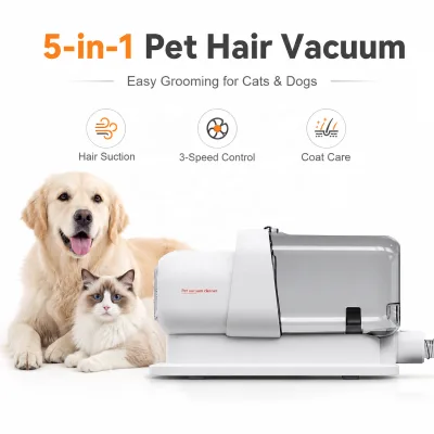Professional 5 in 1 Pet Grooming Vacuum Kit with 300W Motor HEPA Filtration and Electric Clipper Deshedding Brush for Cats Dogs