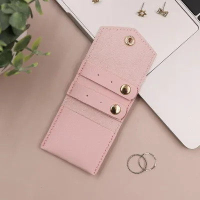Fashionable Portable Mini Microfiber Jewelry Bag for Earrings Ring Necklace Soft Leather Crafts Women's Heart Pattern Gift