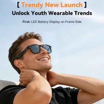 High-tech 8MP Smart Glasses Reverse Charging Case Image Recognition Translation Voice Assistant Music Playback