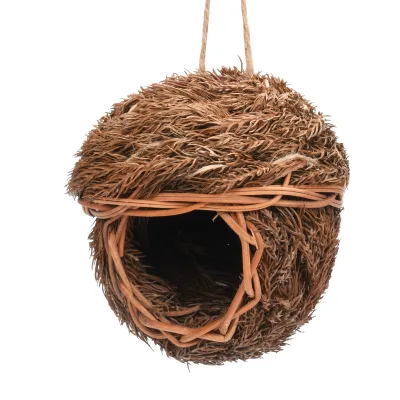 Natural Pine Needle Straw Bird Nest, Outdoor Handmade Bird House, Decorative Cage Bed for Parrots & Small Birds