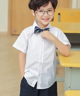 Boys White Performance Short-Sleeve Shirt Summer School Uniform Set for Children Wholesale Dropshipping Retail