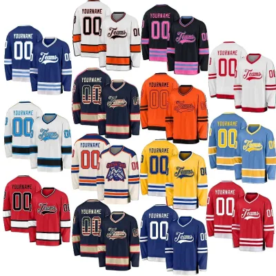 High Quality Sublimation Embroidered Long Sleeve Sportswear Training Uniform Vintage Custom Men Ice Hockey Jerseys