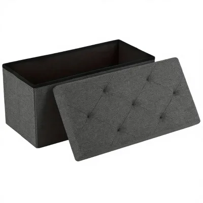 Large Cotton European Style Three-seat Storage Stool & Box Multi-functional Living Room Ottoman with Cotton Cloth Upholstery