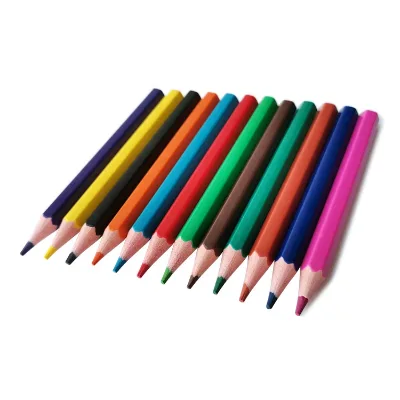 Custom Woodless 3.5" Mini Children Painting Multi Colored Pencils 12 Pack for Stationery Set