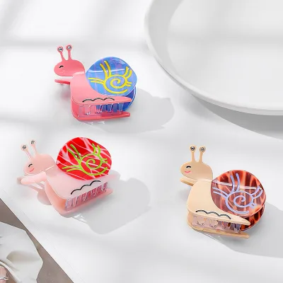 Korean Style Cute Animal Snail Acetate Hair Claw for Girls Sharks Grab Clip Ponytail Hair Decoration