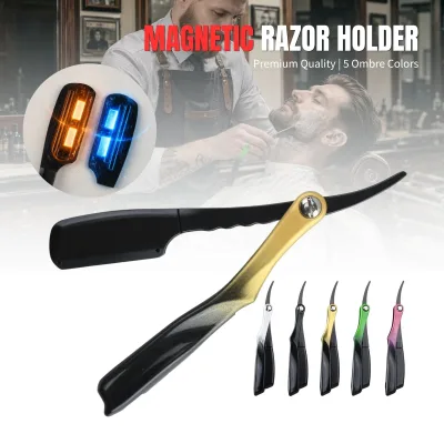 Magnetic Barber Straight Razor Holder Multiple Gradient Color Beard Shaving razor Grip Single Edge Folding CutThroat Razor