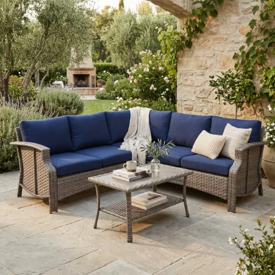 All-Weather Interwoven Rattan Outdoor Corner Sofa Group Heavy-Duty Woven Frame Wicker Furniture