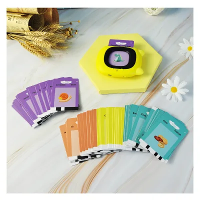 Children French Alphabet Animal Audible Flash Cards Games Talking Machine Toys With Flash Cards Realistic Fruit Figures