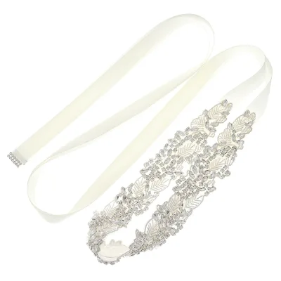 Sparkling Handmade Women Belt for Dress Rhinestone Beaded Crystal Trim Bridal Wedding Sash