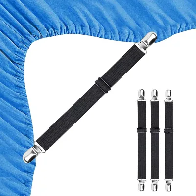 Gacent Customizable Non Slip Elastic Bed Sheet Fasteners with Metal Clips for All Sizes