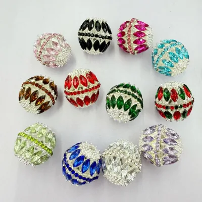 Alloy Electroplated Diamonds, Fancy Beads Hollow Drill Balls, DIY Straight-hole for Beadable Pen  Pendant Accessory