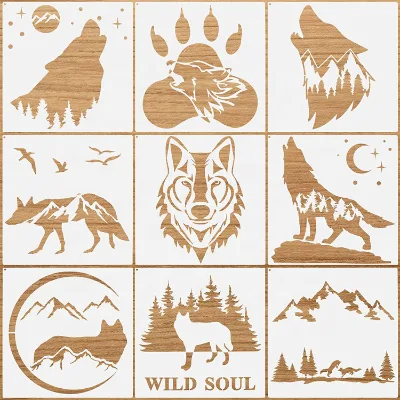 Large Stencils for Painting on Wood Forest Mountains Pine Tree Pattern Plastic Templates Reusable
